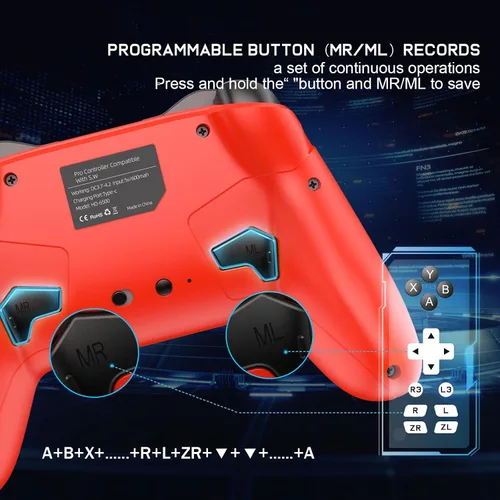 Vista 3 de Bluetooth Controller for SwitchMacPCSteamMobile PhoneiOSAndroidTViPadTableApple Arcade MFi Games, switch pro controller wireless with Adjustable