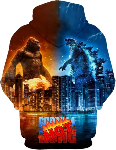 Vista 2 de Gsmc Sudaderas con capucha de anime para niños y niñas con estampado 3D de monstruo de dinosaurio, sudadera para cosplay