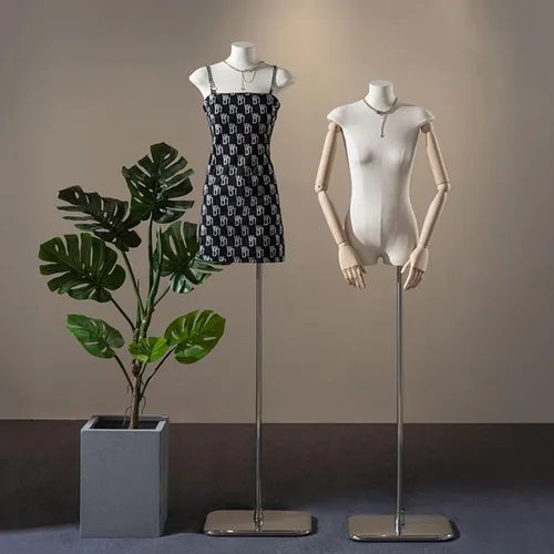 Vista 2 de Adjustable Female Mannequin Dress Form - Linen Fabric Torso for Sewing & Display, 66"-91" Height, Anti-Fingerprint Base - Perfect for Tailoring &