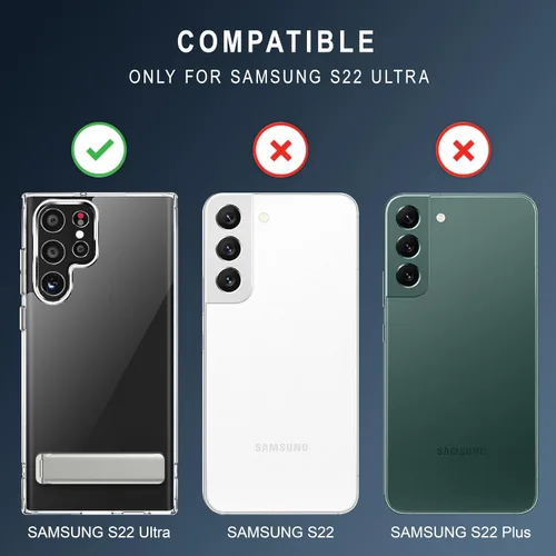 Vista 7 de CEDO - Funda con soporte para Samsung Galaxy S22 Ultra, ajustable en 3 direcciones con soporte de metal, parachoques a prueba de golpes de grado