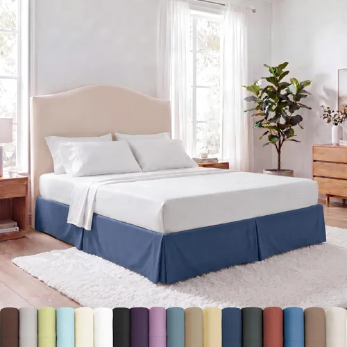 Vista 13 de Southshore Fine Linens VILANO Springs faldón para cama plisada, 15 pulgadas, Microfibra, Blanco brillante, gemelo