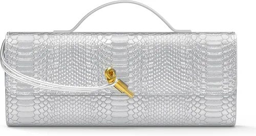 Vista 12 de Joryin Bolso tejido para mujer, bolso de mano de noche tejido de cuero y gamuza, bolso cruzado de gamuza, bolso formal de noche