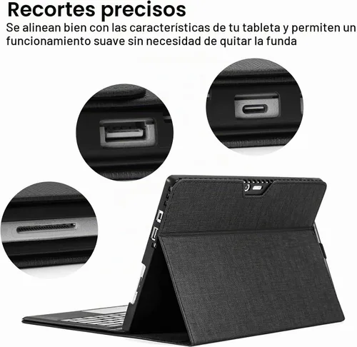 Vista 6 de Omnpak Case for Microsoft Surface Pro 7/6/5/4, 12.3" Multi-Angle Stand Negro