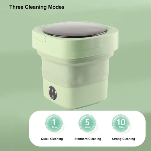 Vista 4 de Lavadora portátil, lavadora plegable, capacidad de 6.5 L, secadora de centrifugado, 100240 V, verde, para el hogar, apartamento, campamento