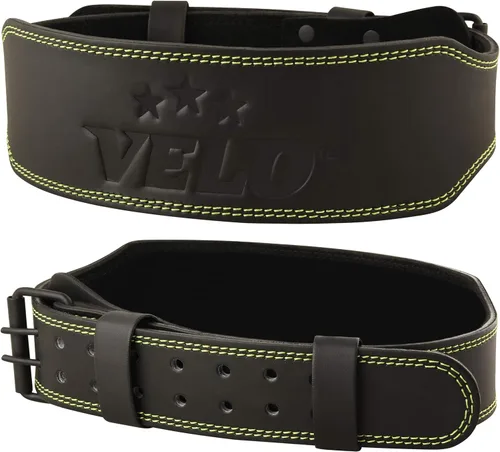 Vista 6 de VELO Cinturón de cuero de 4 pulgadas para levantamiento de pesas, correa de soporte de espalda para gimnasio, ejercicio físico para entrenamientos