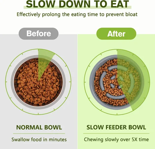 Vista 3 de Pecute Comedero Lento para Perros para Ralentizar la Alimentación, Tazón para Perros con Alimentador Lento sin Derrame con Alfombrilla de Silicona