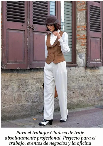 Vista 5 de Belle Poque Chaleco de doble botonadura para mujer, chaleco vintage con cuello de solapa y 2 bolsillos Verde militar