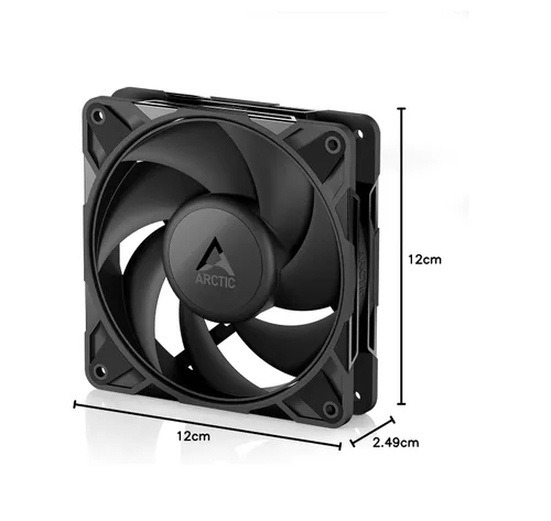 Vista 11 de ARCTIC P12 Pro - Potente Ventilador Premium, Ventilador PWM de 120 mm, 600-3000 RPM, 0 RPM <5% PWM, Rodamiento de Fluido Dinámico, 4-Pin - Negro