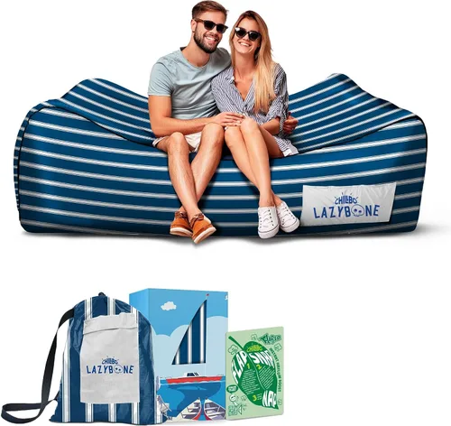 Vista 16 de Chillbo Inflatable Couch – Unique Designs - No-Pump Setup, Ripstop Polyester, Stability Pegs, Fun Prints - Portable Air Inflatable Lounger for