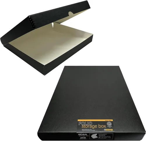 Vista 22 de Lineco Caja de almacenamiento de folio de archivo. Caja de almacenamiento con borde de metal, tapa de concha. 9.5 x 12.5 x 1.75 pulgadas.
