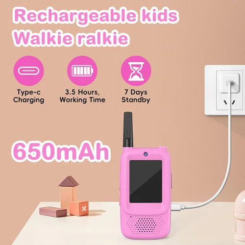 Vista 5 de Radioteléfonos de Vídeo para Niños, Juguetes de Radioteléfonos de Vídeo para Niños de 3 a 12 años, Niños y Niñas, Juego de 2 Radioteléfonos