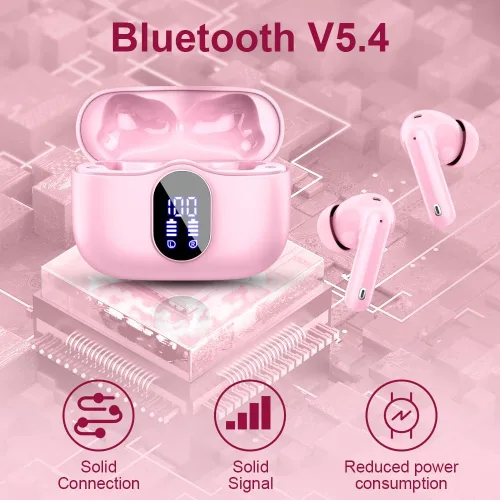 Vista 4 de Auriculares inalámbricos con Bluetooth, auriculares estéreo de alta Rosa rubor