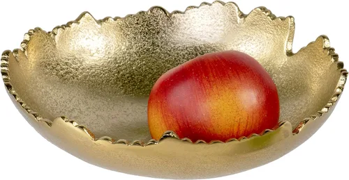 Vista 4 de Red Co. Cuenco decorativo de luna dorada de 8.75 pulgadas, desgarrado asimétrico, centro de mesa de metal martillado con bordes esculpidos Dorado