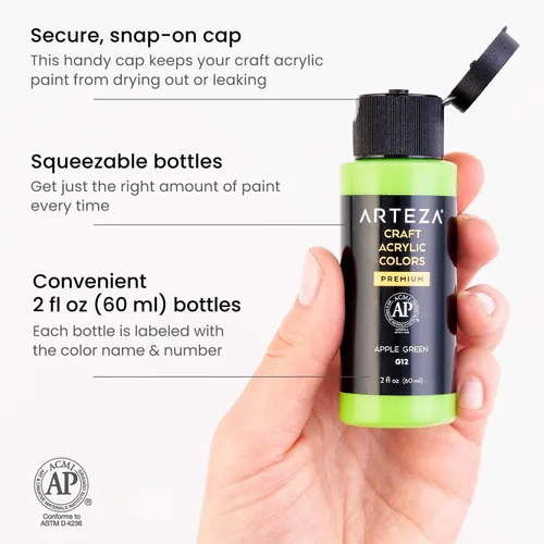 Vista 3 de ARTEZA Juego de pintura acrílica para manualidades, pintura acrílica a base de agua, pinturas artísticas con acabado mate, suministros de arte
