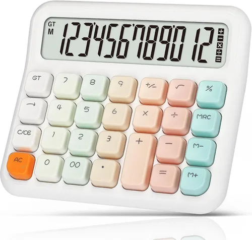 Vista 12 de Calculadora de escritorio, pantalla LCD extra grande, botón de computadora, calculadora de contabilidad de 12 dígitos (OS-2135 Pro-2Pcs)