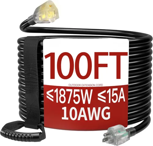 Vista 73 de Cable de extensión corto de 16/3 de 1 pie, cable de extensión negro flexible y duradero, cable de alimentación de 3 clavijas para interiores