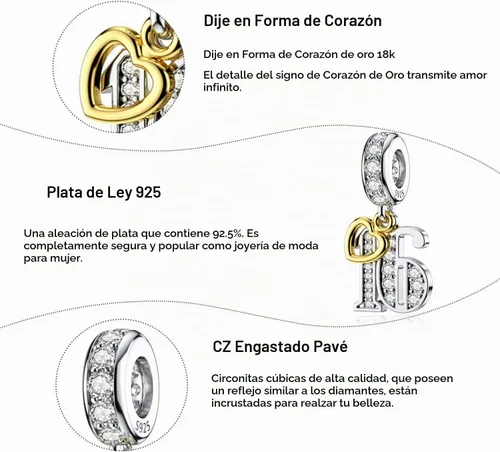 Vista 3 de JIAYIQI Collar de pulseras con dije de cumpleaños, plata de ley 925, cuentas para mujer