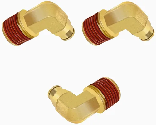 Vista 12 de Siptenk 1/2" Codo DOT de Latón Empuje para Conectar Accesorios de Línea de Aire 5 PIEZAS, Tubo de 1/2" OD x Rosca NPT de 1/2" Accesorios de Conexión