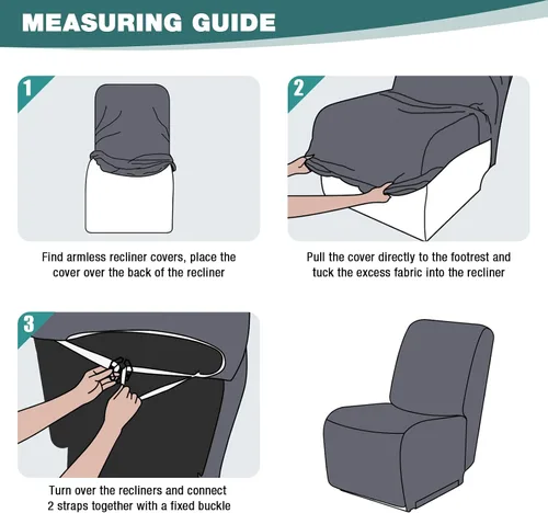 Vista 5 de Funda para silla reclinable sin brazos para sofá reclinable seccional en forma de L, funda elástica para asiento reclinable, funda de asiento
