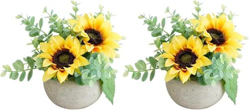 Vista 14 de Small Artificial Blue Rose Potted Plant, 2 Pcs Mini Faux Decor 2 piezas azules