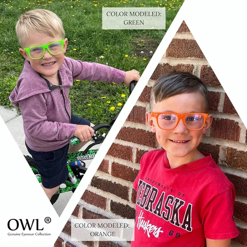 Vista 5 de OWL Gafas de luz azul para niños, anti rayos azules, lente transparente, para videojuegos, computadora, luz azul, para niños, sin receta y probador