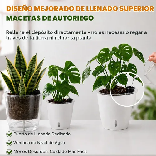 Vista 2 de Macetas transparentes de riego automático para plantas de interior, paquete de 3 macetas de riego automático de 6.7 pulgadas, macetas transparentes