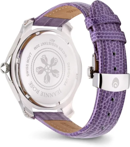 Vista 3 de Jeannie Rose "A Dozen Roses Watches Reloj analógico de 1.575in para mujer Morado sobre blanco A01, MoradoBlancoA01, Boost-your-confidence