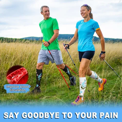 Vista 4 de FuelMeFoot 6 pares de calcetines de compresión para mujeres y hombres, 15-20 mmHg, soporte graduado hasta la rodilla, calcetines para enfermeras
