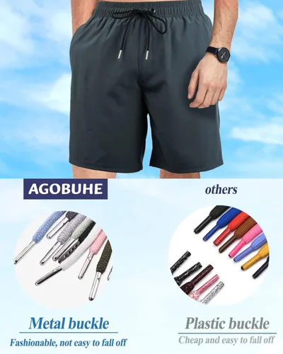 Vista 4 de AGOBUHE Traje de baño para hombre con forro de compresión, de secado rápido, con bolsillos de forro de malla