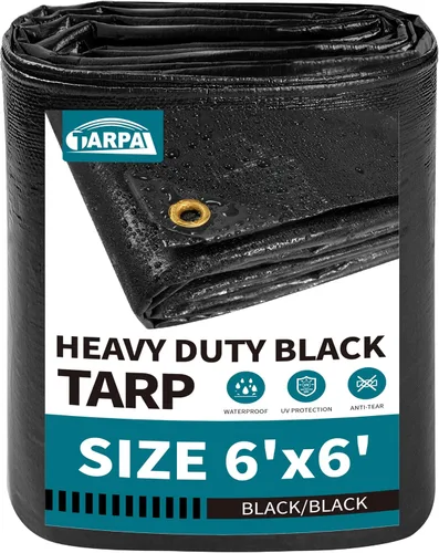 Vista 60 de TARPAL Lona impermeable de 4 x 4 pies (paquete de 2) lonas negras Negro