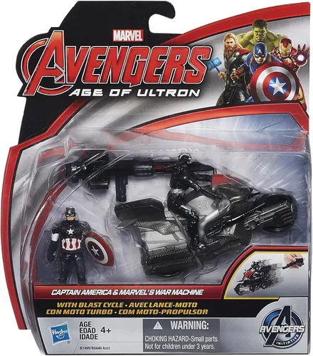 Vista 2 de Marvel Avengers Age of Ultron Captain America y Marvel's War Machine Figuras de 2.5 pulgadas con ciclo de explosión