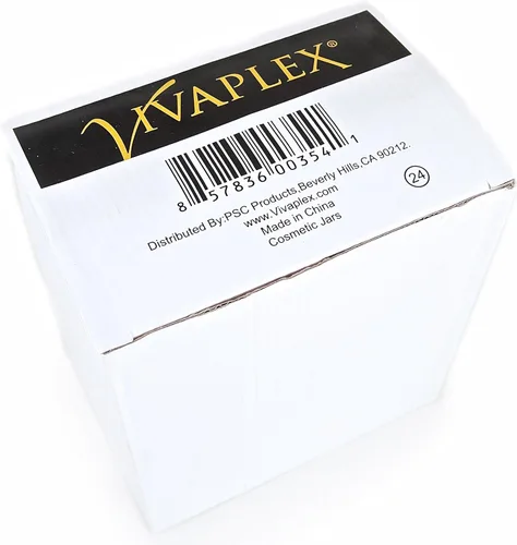 Vista 2 de Vivaplex, 24 frascos de cosméticos blancos, de 2 onzas, con forros y tapas de cúpula