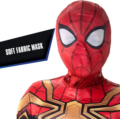 Vista 4 de Marvel Integrated Spider-Man - Disfraz oficial de Halloween para jóvenes, overol acolchado de alta calidad con máscara de tela