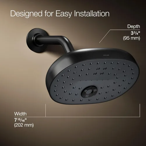 Vista 3 de Kohler 26290-G-BL Statement® Cabezal de ducha de tres funciones, 1.75 gpm, negro mate