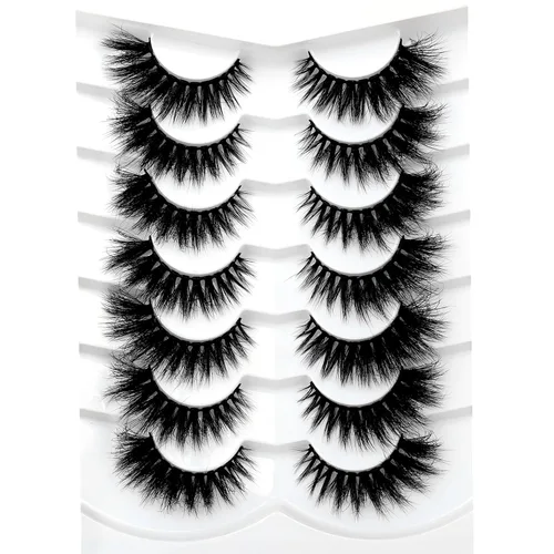 Vista 39 de Pooplunch - Pestañas postizas estilo ojo de gato, extensión de volumen 8D natural, finas, cortas, de visón sintético, tiras de pestañas postizas