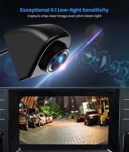 Vista 2 de AUTO-VOX Cámara frontal/de respaldo de 180°, mini estilo OEM, fácil instalación sin tornillos, cámara de visión lateral/trasera, impermeable IP69K