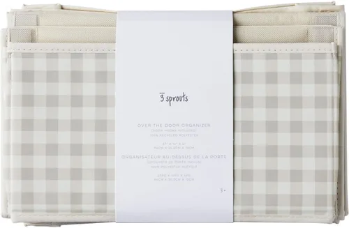 Vista 8 de 3 Sprouts Organizador para colgar sobre la puerta, organizador colgante para bebés y almacenamiento con 4 bolsillos grandes y 2 ganchos para ropa