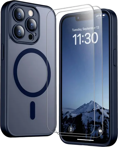 Vista 260 de SPIDERCASE Funda magnética translúcida diseñada para iPhone 11, con 2 protectores de pantalla de vidrio templado, antihuellas, para iPhone 11 de 6.1