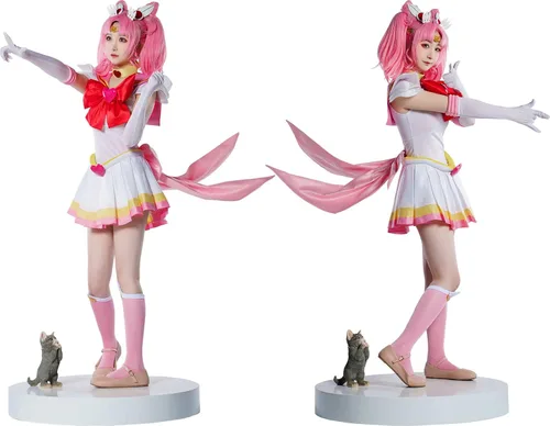 Vista 3 de MRHALLACG COS Anime Sailor Chibi Moon Chibiusa Tsukino SuperS - Vestido de combate para cosplay, trajes para niños y adultos, talla grande