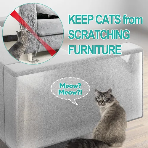 Vista 2 de [Vinilo grueso] Protector de muebles antiarañazos para gatos, protector de sofá adhesivo de una sola cara para gatos, protector flexible de esquina
