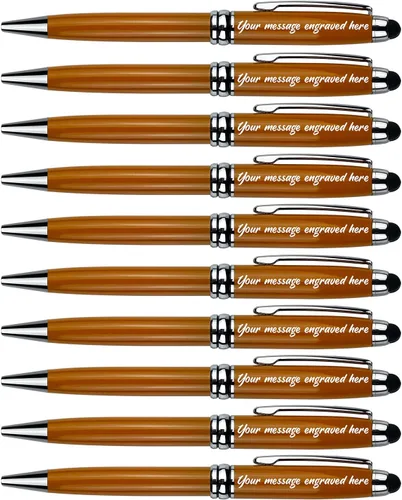 Vista 7 de Ancolo Bolígrafos publicitarios personalizados con lápiz capacitivo, personalizados con tu logotipo o mensaje, bolígrafos con nombre, número