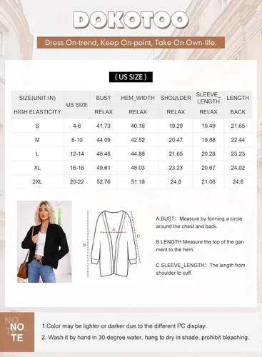 Vista 5 de Dokotoo Suéteres de punto grueso de manga larga para mujer, estilo casual, con frente abierto, para exteriores