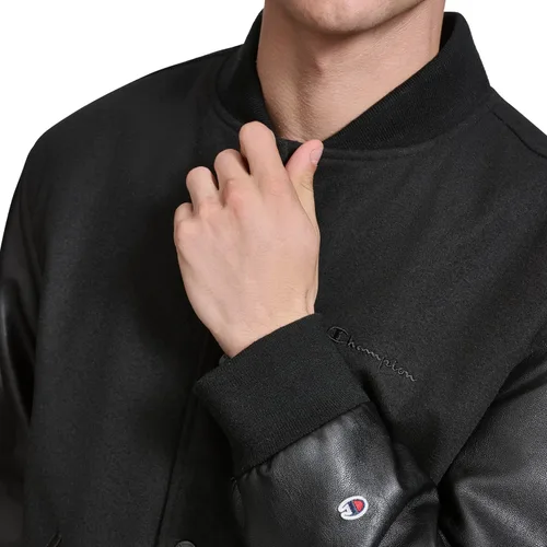 Vista 7 de Champion Men's Letterman Varsity Bomber Jacket With Faux Leather Sleeves