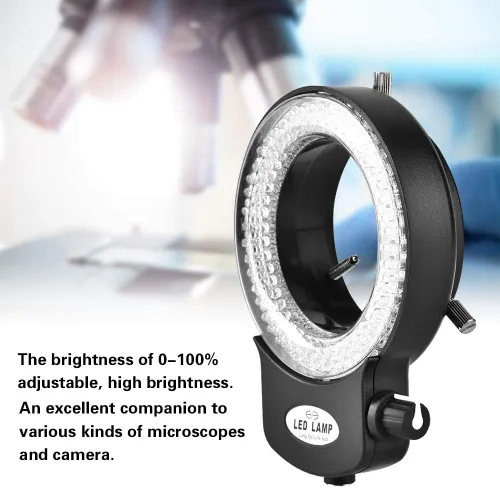 Vista 2 de Yoidesu Luz de anillo de microscopio,Anillo de luz LED 144 para microscopio y cámara estéreo,Luz de anillo de microscopio ajustable, con adaptador