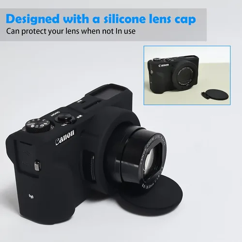 Vista 2 de Easy Hood Funda para cámara digital Canon Powershot G7 X Mark III, funda protectora de silicona suave con marcador de botón Funda extraíble