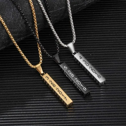 Vista 6 de Lam Hub Fong Collar grabado para hombre, collar de oro para mujer, collar personalizado de acero inoxidable con inicial de nombre para hombres