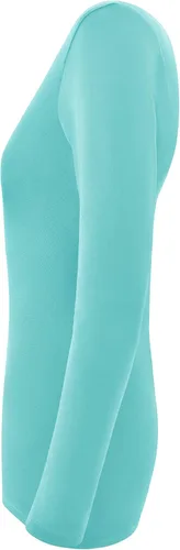 Vista 5 de Natural Uniforms - Camiseta de manga larga con cuello en V para mujer, para usar debajo de la ropa quirúrgica Aguamarina