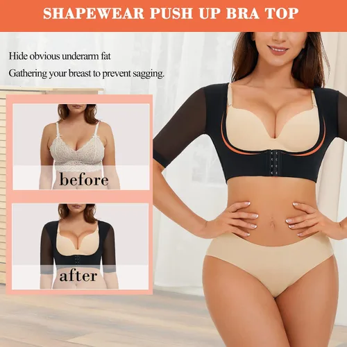 Vista 4 de LANCS Parte superior del brazo moldeador poscirugía mangas de compresión de brazo Lipo Prenda Corrector de postura Tops Soporte de espalda Shapewear