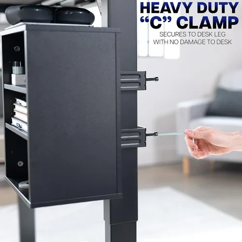 Vista 4 de VIVO DESK-SHELF3CL - Estantería debajo del escritorio, soporte de accesorios de oficina para suministros, dispositivos de juego y más, estantes