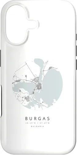 Vista 32 de Burgas Bulgaria Coordinates map - Carcasa para iPhone 16